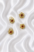 Pink & Clear Stone Nose Pins – Gold-Toned Floral & Star Screw Studs