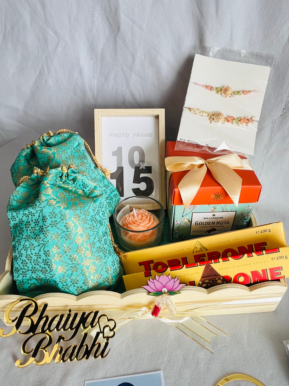 Premium Bhai Bhabhi Rakhi Tray Hamper | Raksha Bandhan Gift Set