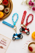 Kids Bike Keychain Rakhi with Beaded Bracelet -single