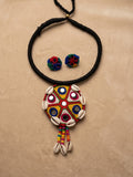 Kutch Embroidered Hasli Necklace Set with Cowrie Shell Tassels