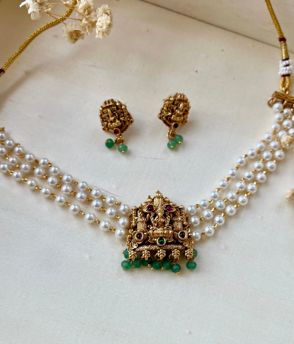 Laxmiji idol and pearl choker