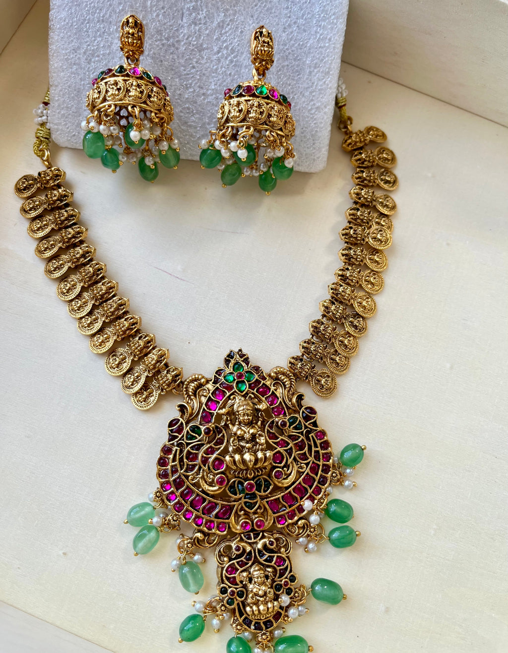 Antique polish kundan Laxmiji necklace set