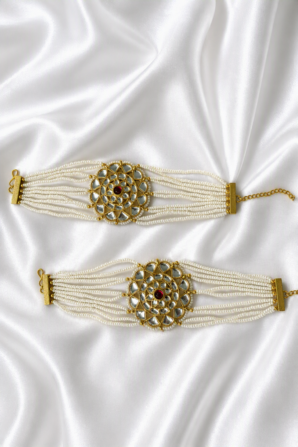 Kundan Multi-Strand Pearl Bracelet –single