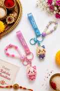 Kids Cat Keychain Rakhi with Beaded Bracelet- Single pc