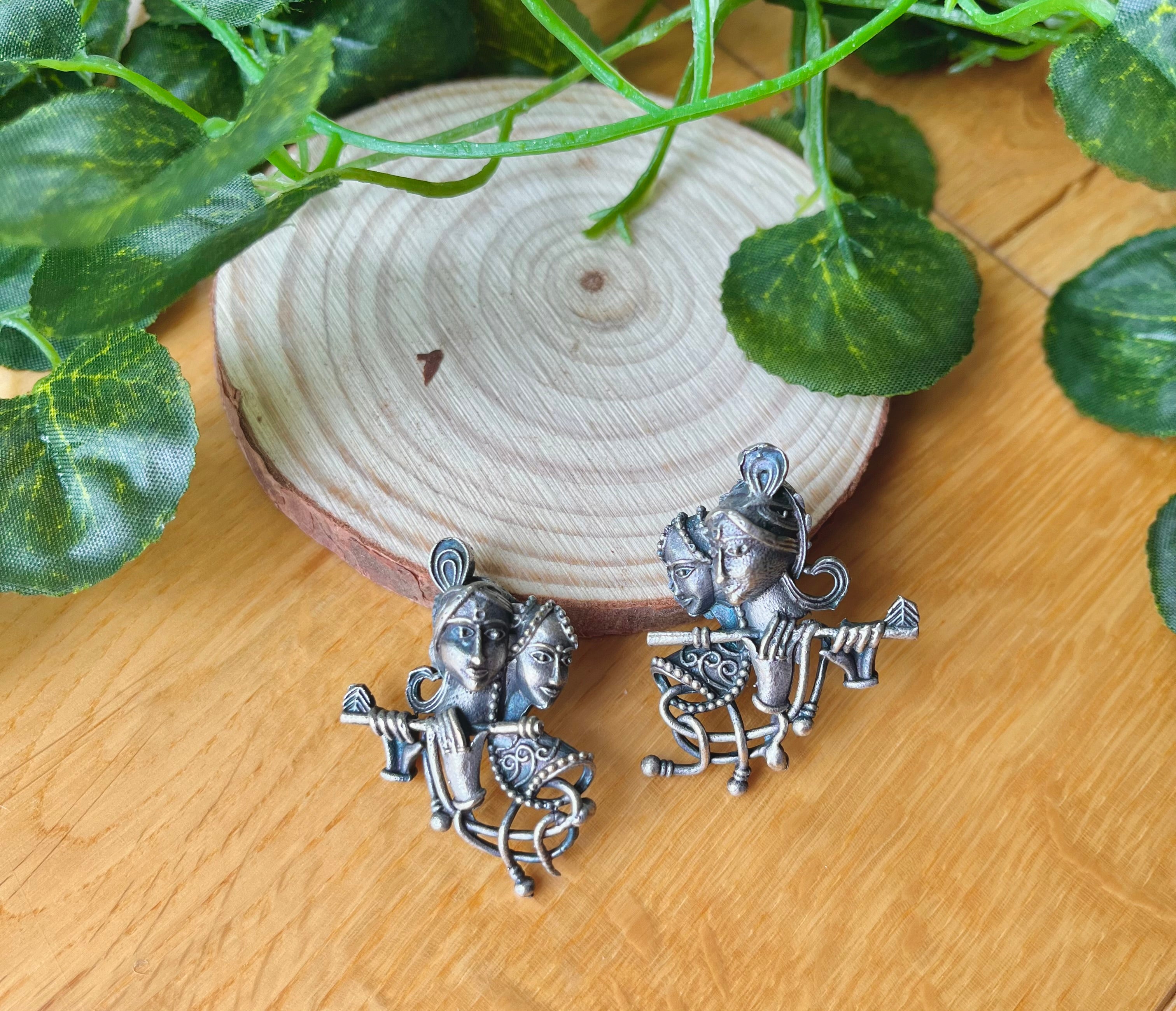 German Silver Radhe Krishna earrings