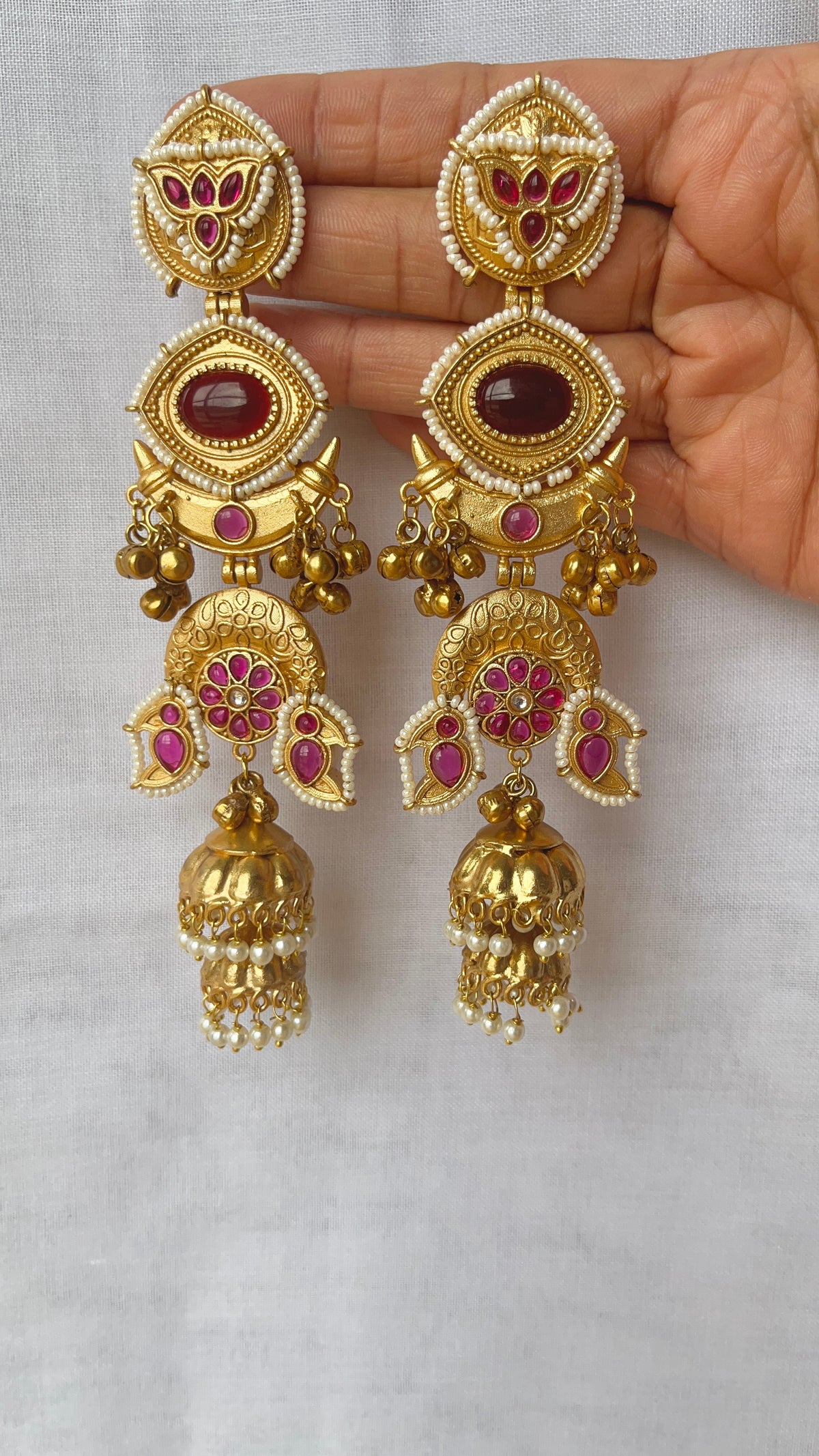 Magenta colour BIG earrings