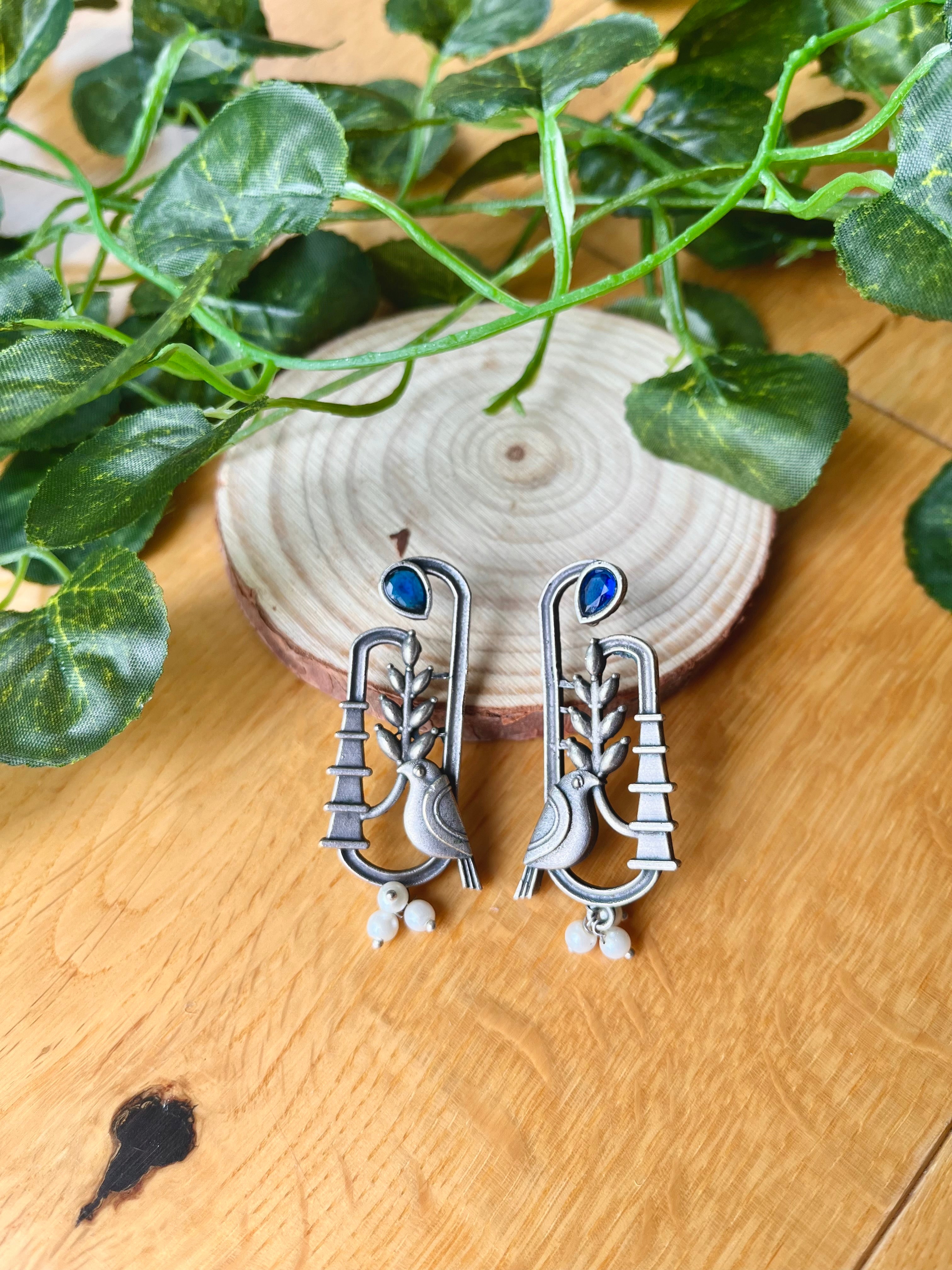 German Silver Bird earrings