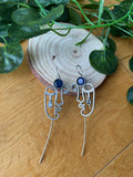 German silver needle earcuffs- Navy Blue colour