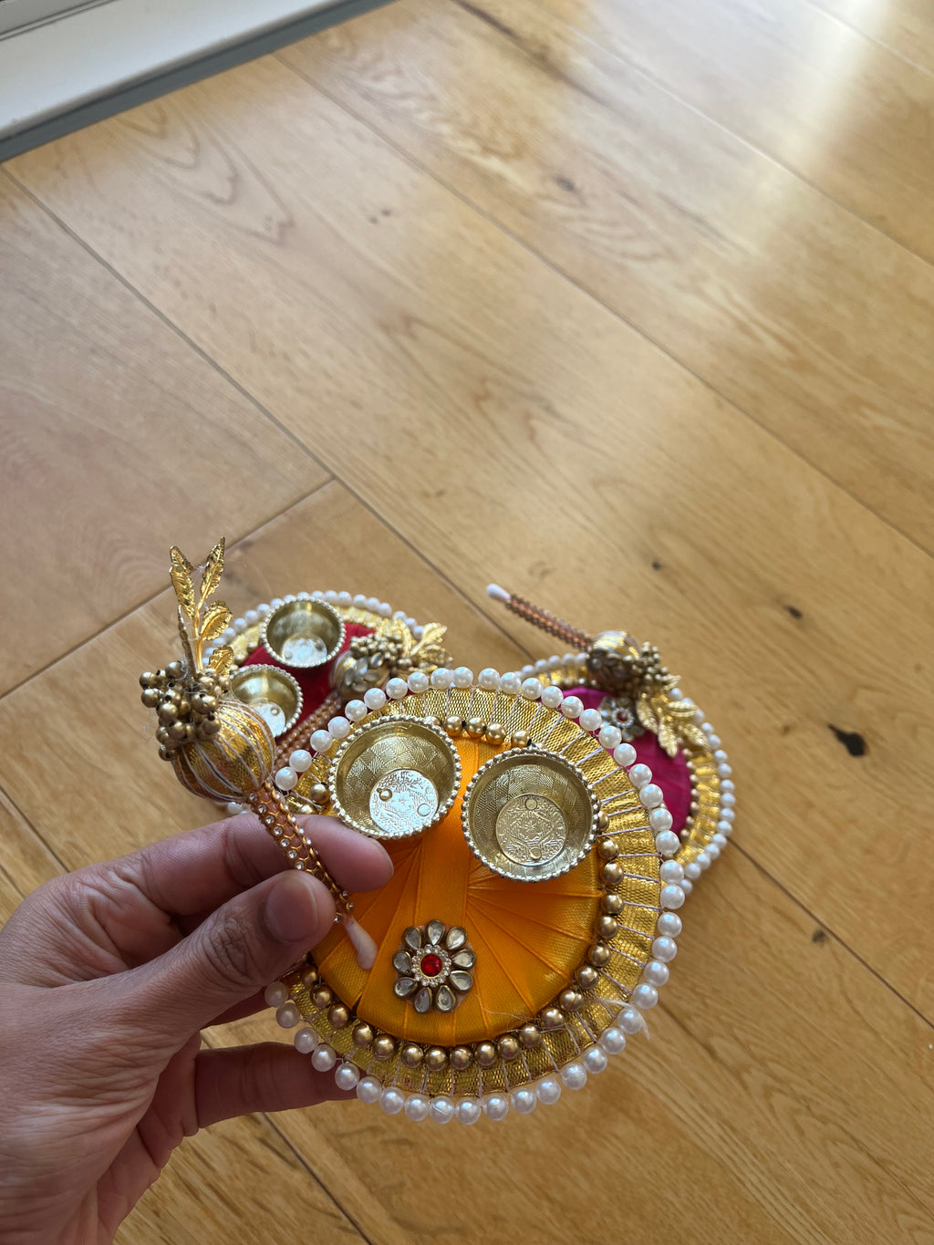 Mini Pooja Thali for Rakhi | Tilak Plate with Tilak Stick