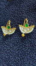 Green and white Pachi kundan Bugadi earrings
