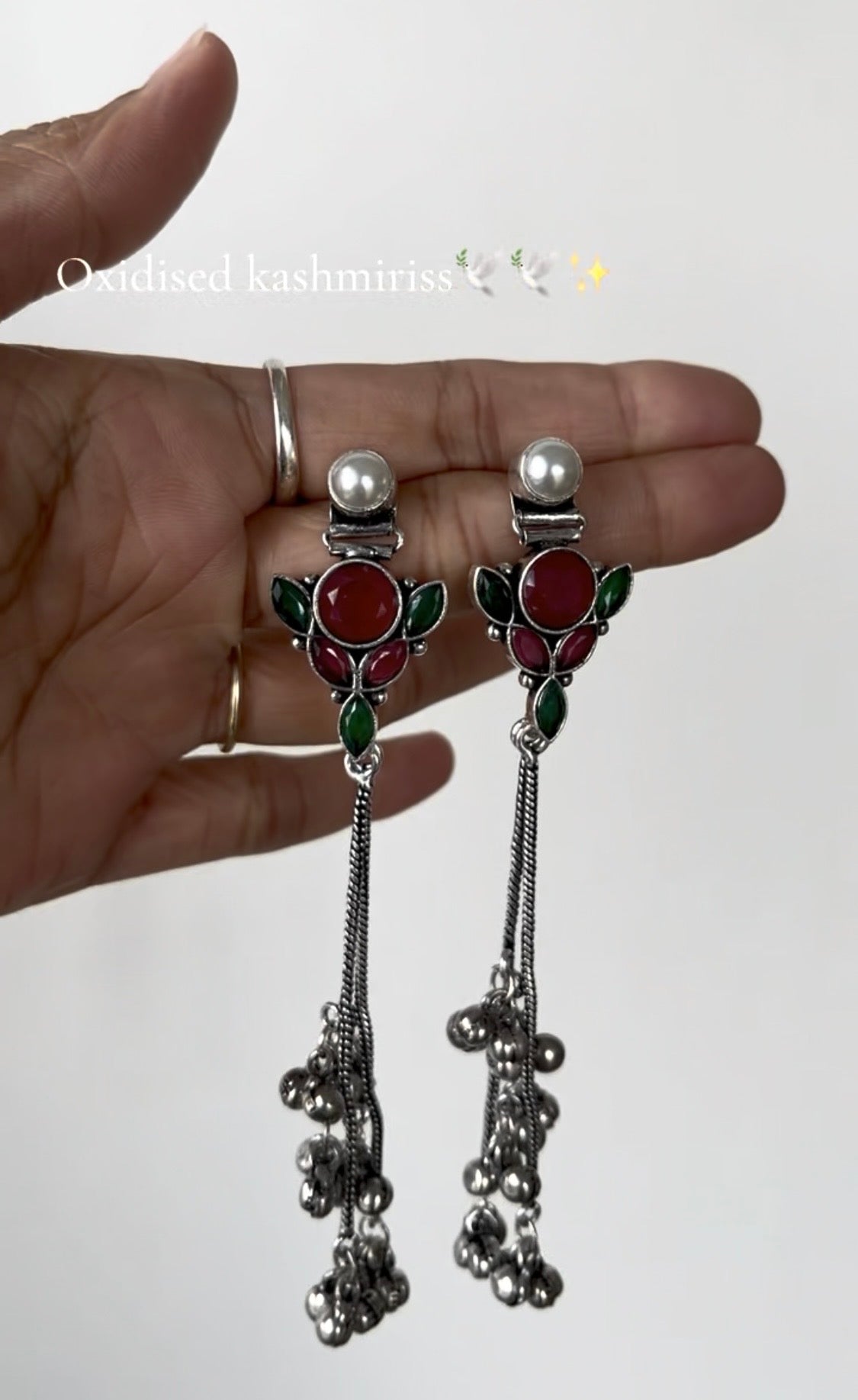Multi stone oxidised kashmiri earrings