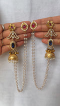 Blue and Red stone Jhumkis