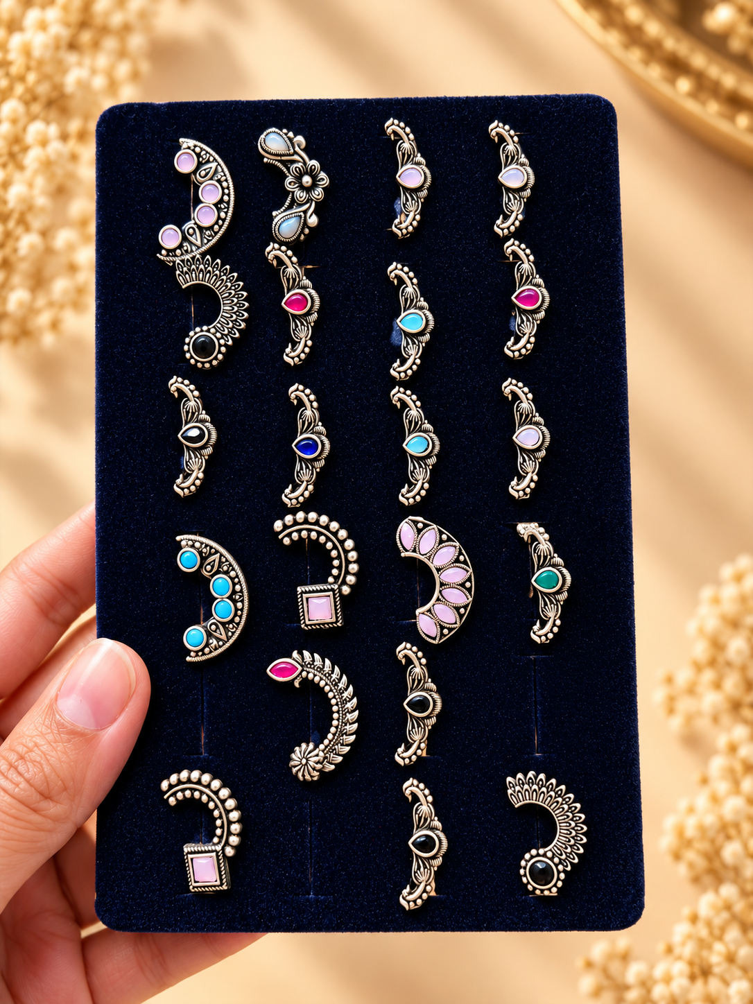 Oxidised Clip on Nose pins- Random