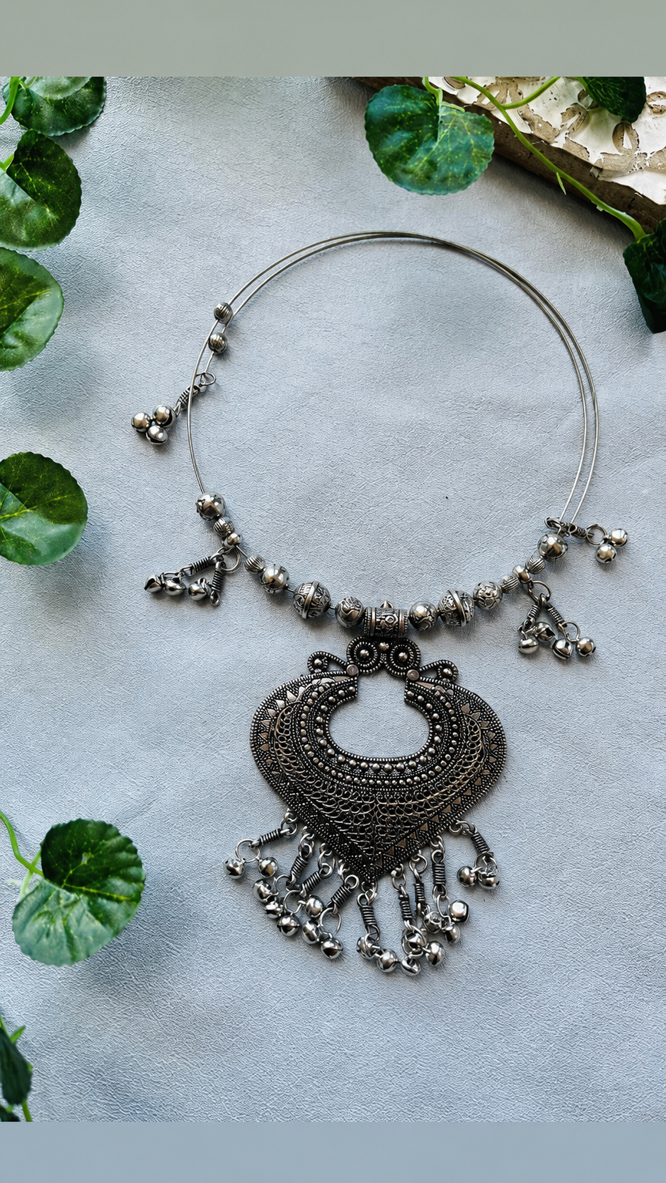 Oxidised hasli necklace only