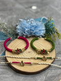 Kundan lotus kada couple rakhi pair—Desi Luxe NZ
