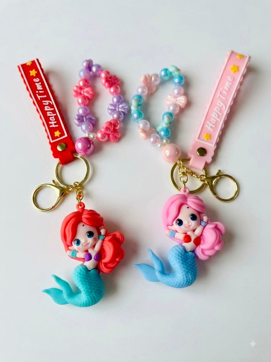 Cute Mermaid Keychain Rakhi with Beaded Bracelet -Single