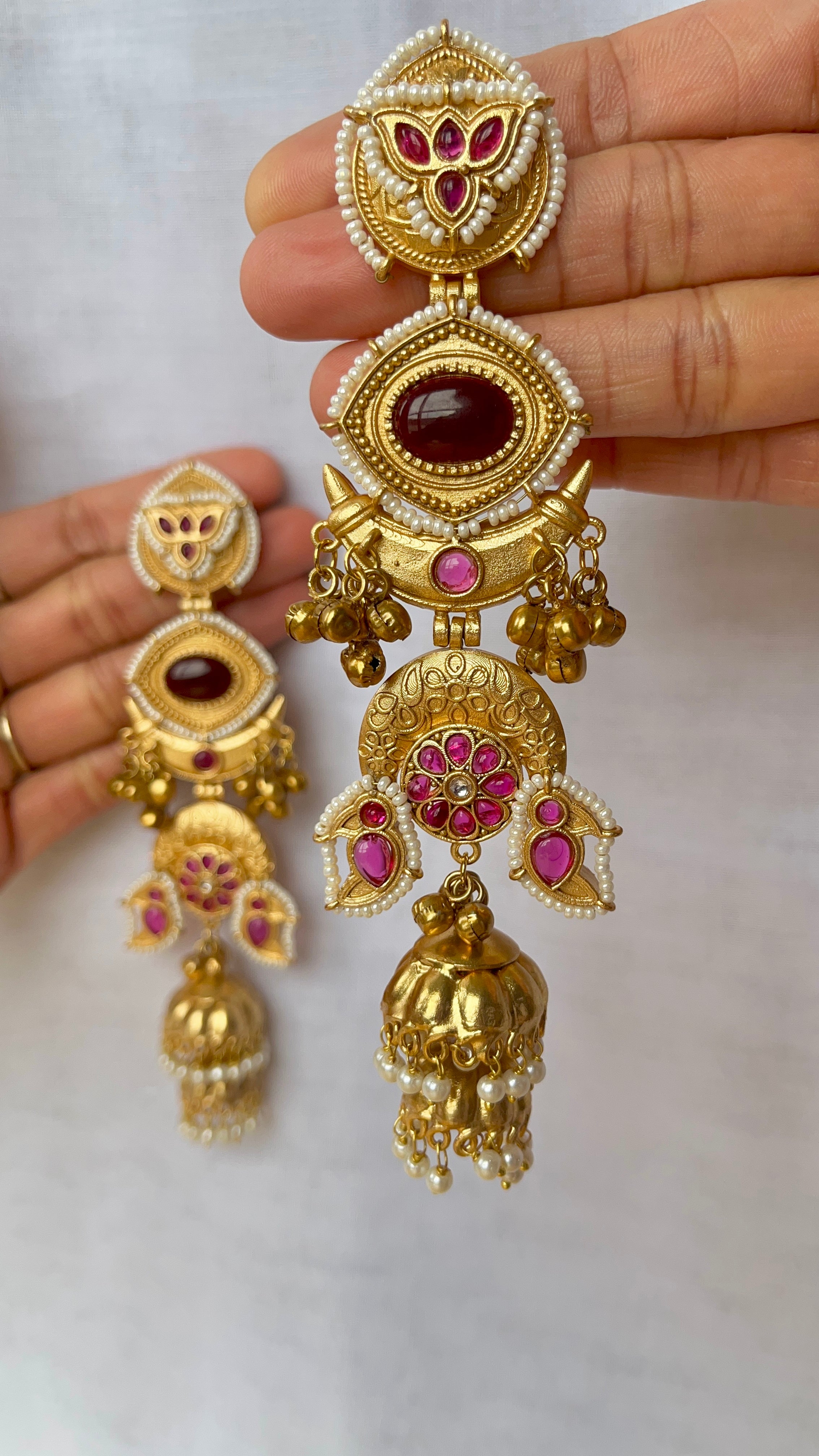 Magenta colour BIG earrings