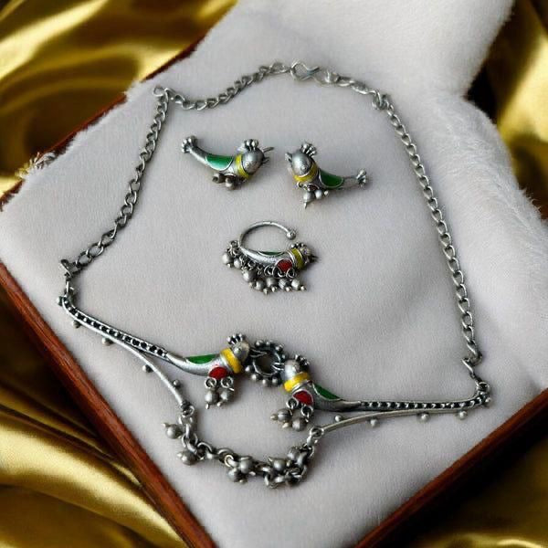 German silver Chidiya necklace set