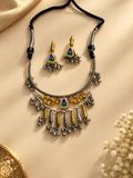 Double Layer Hasli Necklace Set with Ghungroo Detailing & Pachi Kundan Stones