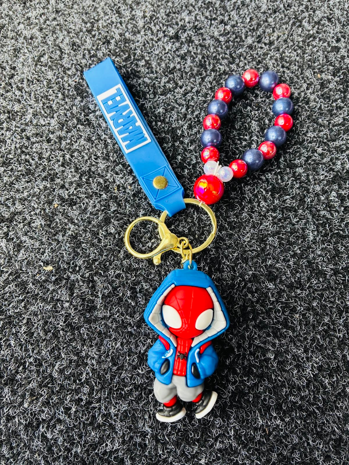 Kids Superhero Spider Keychain Rakhi with Beaded Bracelet-single