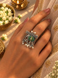 German Silver Pachi Kundan Ring