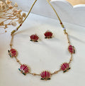 Lotus necklace set in Enamel/ Meenakari