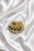 Pachi Kundan Pearl Nath in Peacock Design – Blue Stone Bridal Nose Ring