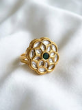 Green and white Polki ring adjustable