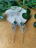 German silver needle earcuffs- Green colour