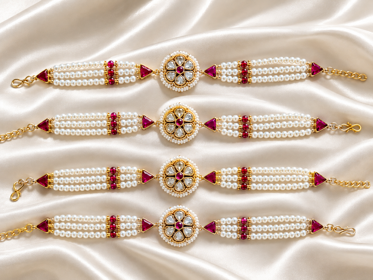 Pachi Kundan Pearl Bracelet —Single