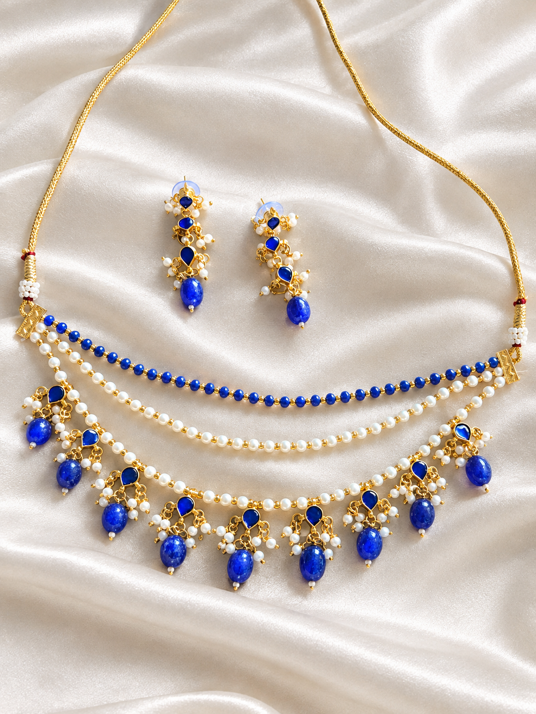 Premium Pachi Kundan 3-Layer Necklace Set