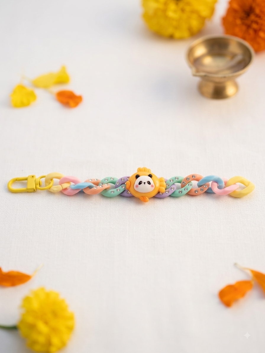 Pastel Rainbow Beaded Chain Rakhi for Boys & Girls