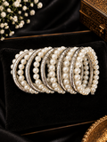 Pearl & Silver Spiral Cuff Bangle | Wraparound Bracelet (Fits 2.2" & 2.4")