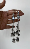 White stone oxidised kashmiri earrings