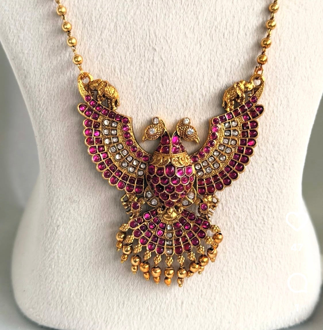 Eagle necklace set in Kundan