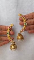 Red/Green stone karnaphool jhumkis