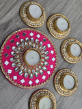 Hot Pink Tlight Rangoli set—Diwali Decoration NZ. Desi Luxe NZ