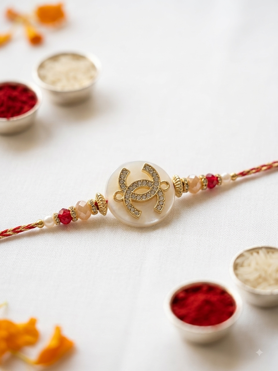 Designer Beaded Rakhi with Crystals