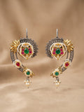Pachi Kundan Dual Tone Ear Cuffs with Pink & Emerald Stones