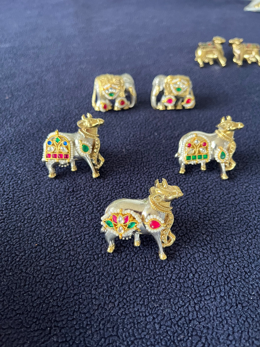 Kamdhenu cow ring — pachi kundan Dual tone