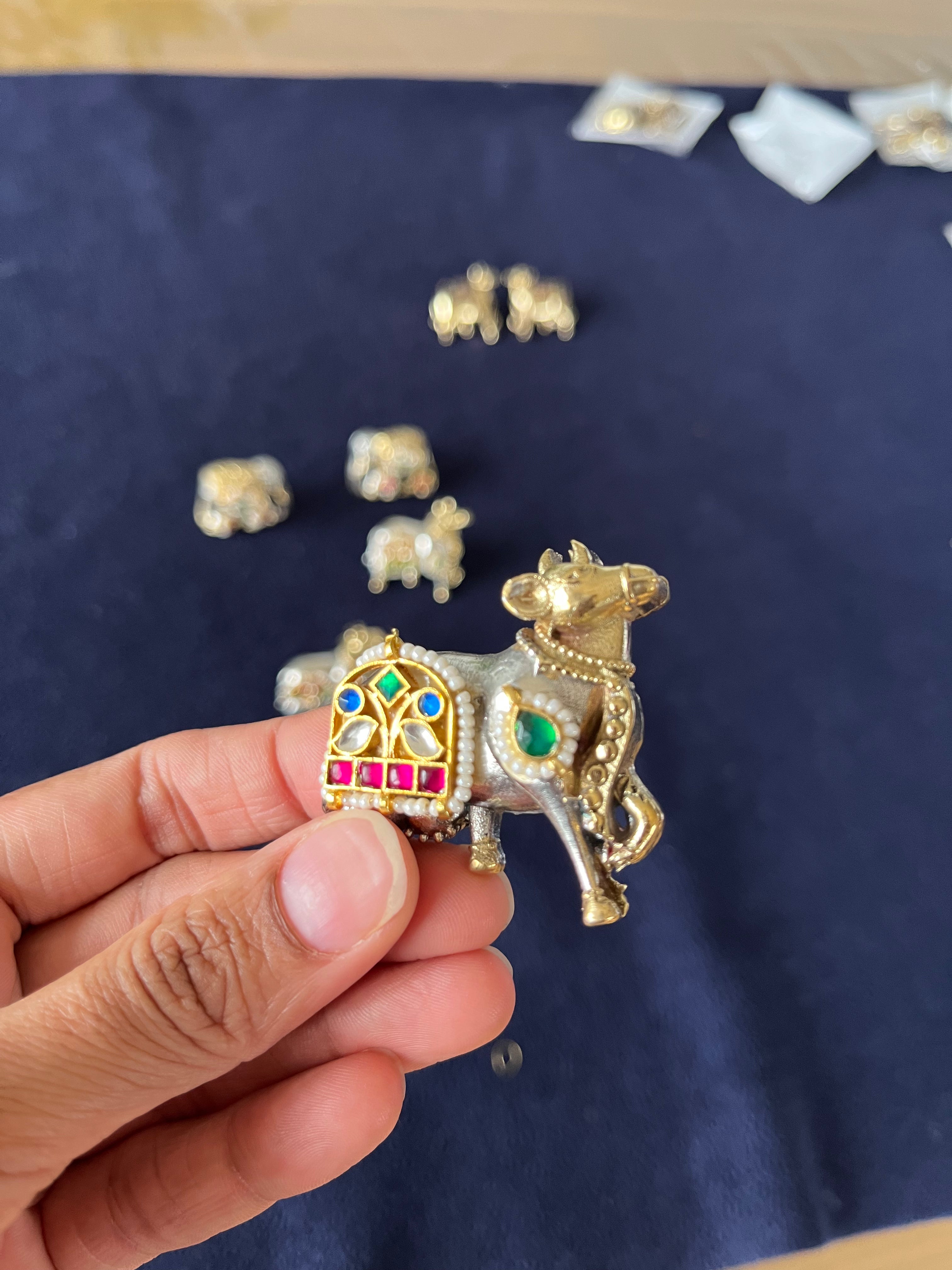 Kamdhenu cow ring — pachi kundan Dual tone