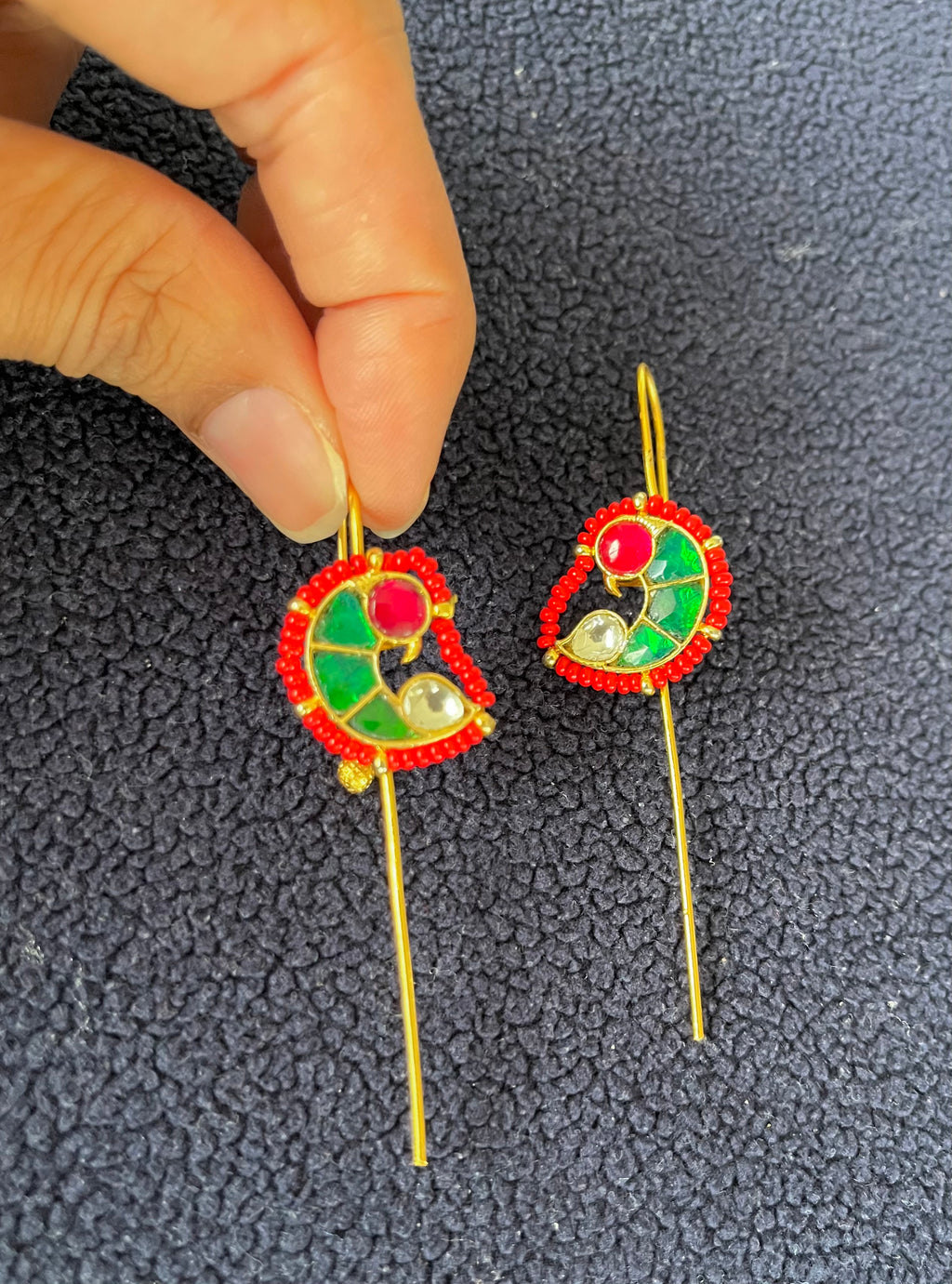Indian Parrot kundan needle ear cuff—Desi Luxe NZ