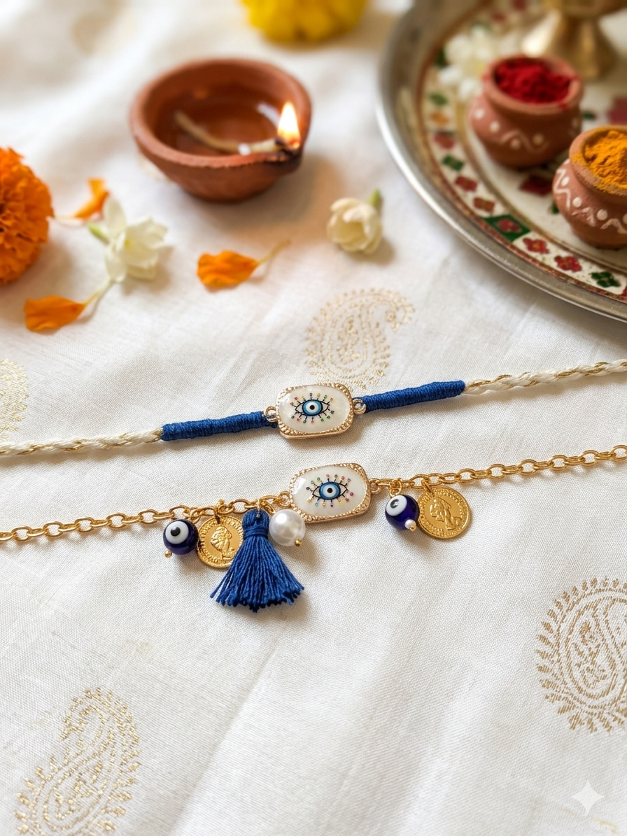 Evi eye Couple Rakhi pair — Desi Luxe NZ
