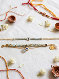 Round evil eye couple rakhi pair —Desi Luxe NZ