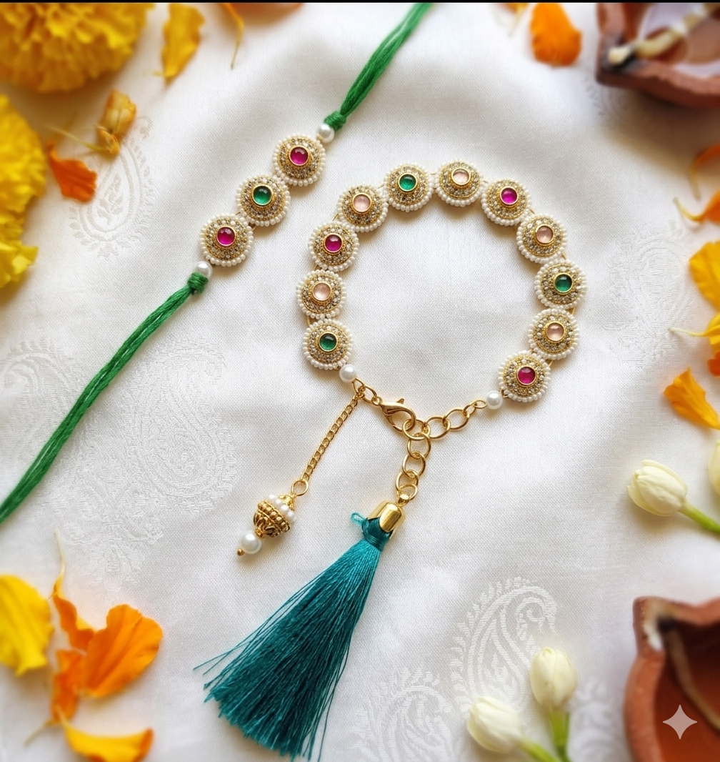 Multi stone couple rakhi pair—Desi LUXE NZ