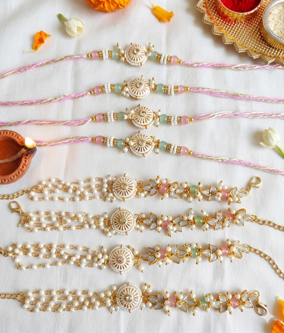 Pastel couple rakhi pair—Desi Luxe NZ