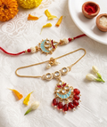 Heavy kundan couple rakhi pair—Desi Luxe NZ