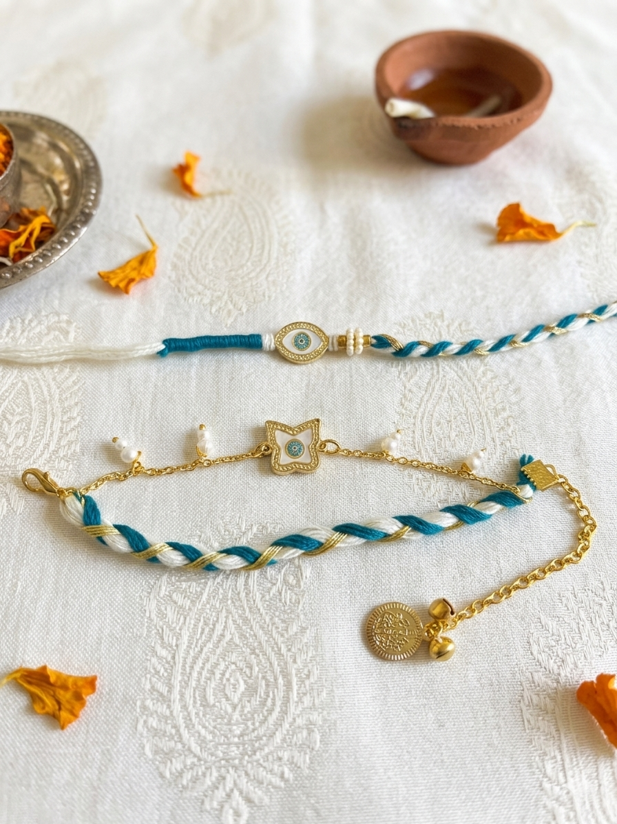 Bracelet evil eye couple rakhi pair—Desi Luxe NZ