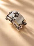 Oxidised German Silver Openable Kada Hand Cuff with Floral Ghungroo | Navratri Jewellery