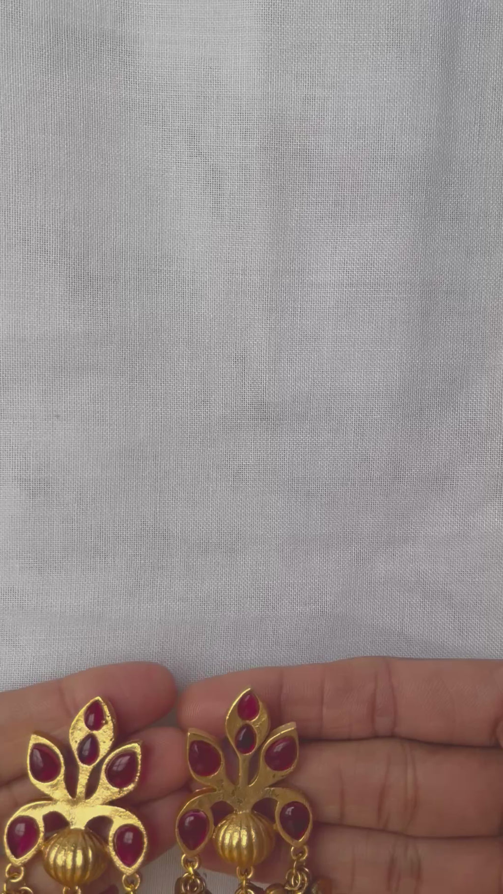 Pink stone Lotus kashmiri earrings